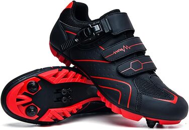 Велосипедні черевики для чоловіків та жінок MTB, шосейні, SPD, кросівки, дихаючі, для активного відпочинку, для занять у приміщенні, з пряжкою (36 EU, Червоний)
