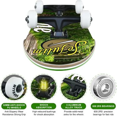 Скейтборд Sefulim 31x8 дюймів, 7 шарів клена, ABEC-7, для дітей і дорослих, повний комплект для початківців