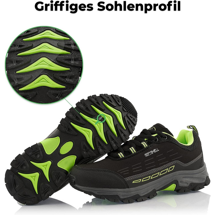 Черевики для трекінгу жіночі та чоловічі, водонепроникні, чорно-зелені, 37 EU