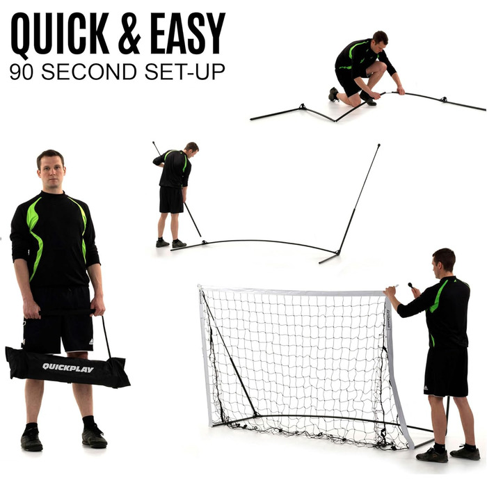 Ворота для футболу QUICKPLAY Kickster – портативні, для саду, дітей та тренувань, 2 розміри (180x120см та 240x150см)