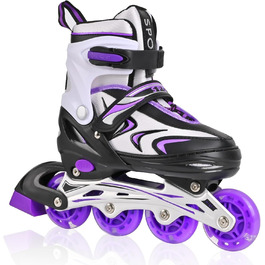 Регульовані дитячі ролики для дівчаток та хлопчиків, чорно-фіолетові. Підходять для гри в приміщенні та на вулиці.