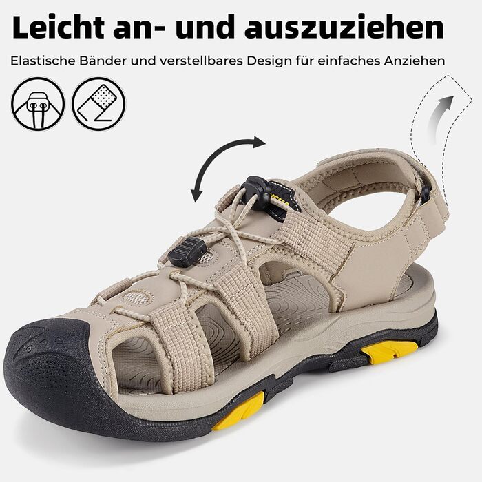 Чоловічі сандалі Mishansha закриті дихаючі водонепроникні, антиковзкі для активного відпочинку, розмір 40 EU, хакі