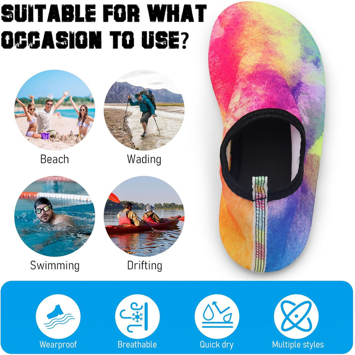 Чоловічі та жіночі водяні тапки для плавання, йоги та активного відпочинку. Швидка сушка, дихаючі, slip-on, розмір 34-45 EU.