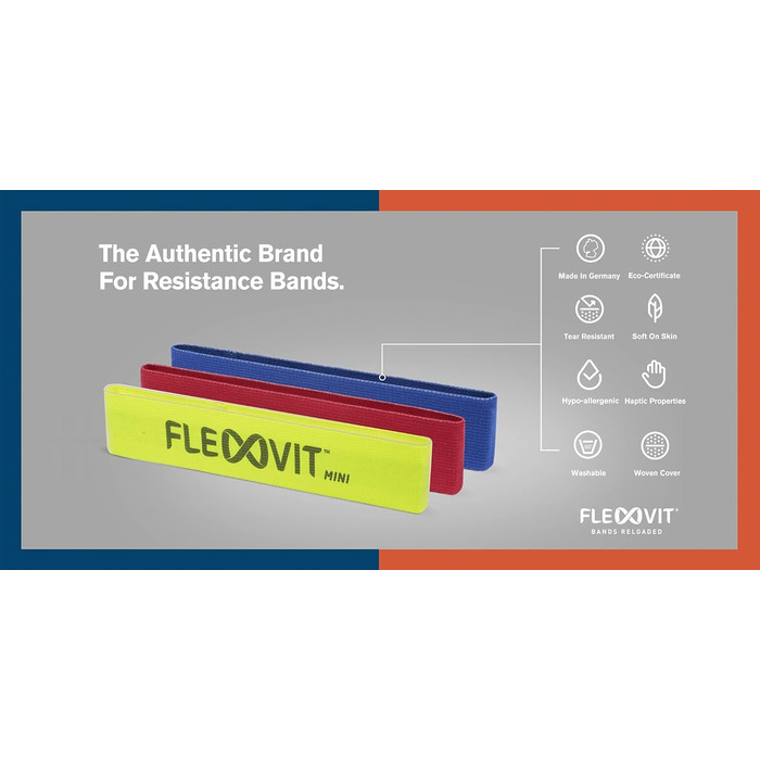 Набір фітнес-стрічок FLEXVIT Mini Band 3 шт – еспандери для стабілізації, розтяжки та мобілізації, різні рівні опору, для початківців і професіоналів