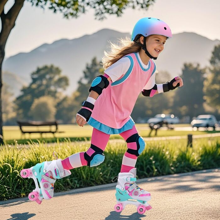 Ролики для дітей, ролики для дівчаток, регульовані ролики з підсвічуванням, для віку 3-8/6-12 років, розмір EU28-32
