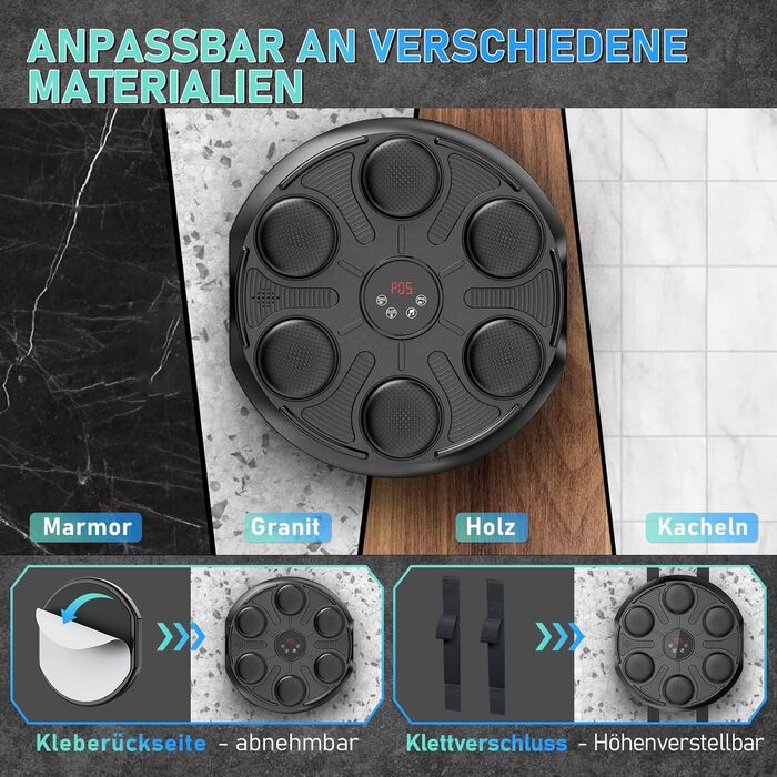 Музичний бокс-машина HSYFUNA з Bluetooth, 12 режимів швидкості, LED підсвіткою, лічильником, для тренувань вдома та у спортзалі, для дорослих і дітей, 2024, регулювання гучності