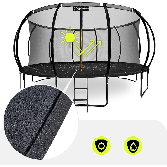 Трамплін гірчатий Hypermotion Outdoor для дітей 244/305/366/430/487 см - швидковисихаючий, водостійкий, з чудовою пружністю. Ідеальний для саду (діаметр 487 см).