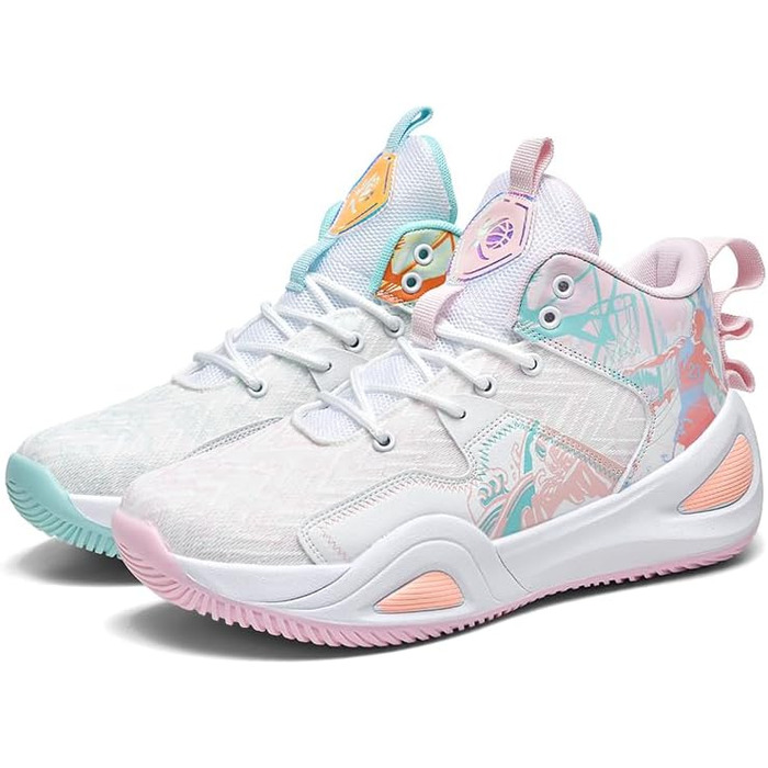 Кросівки для баскетболу та волейболу, дихаючі, зручні, з антиковзаючою підошвою, для жінок та чоловіків, розмір 39.5/41 EU, зелено-рожеві