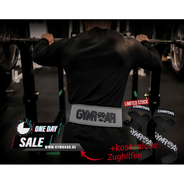 Планка для важкої атлетики GYMROAR® з натуральної шкіри, 10 мм, для чоловіків, сіра