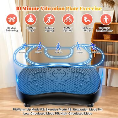 Віброплатформа для дому з 180 рівнів, 6 режимів тренувань, Bluetooth, LCD-екран, пульт, 150 кг, для схуднення та загального тонусу тіла