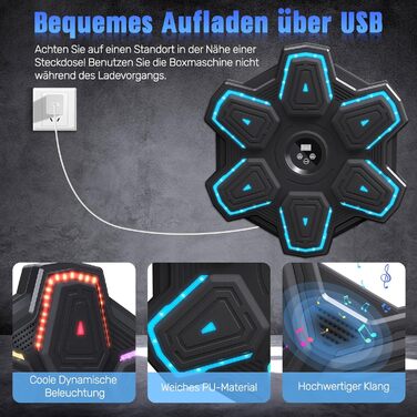 Музична боксерська машина SEMAI з Bluetooth, LED-дисплеєм та 9 режимами швидкості, електронний тренажер для боксу вдома, обладнання для фітнесу