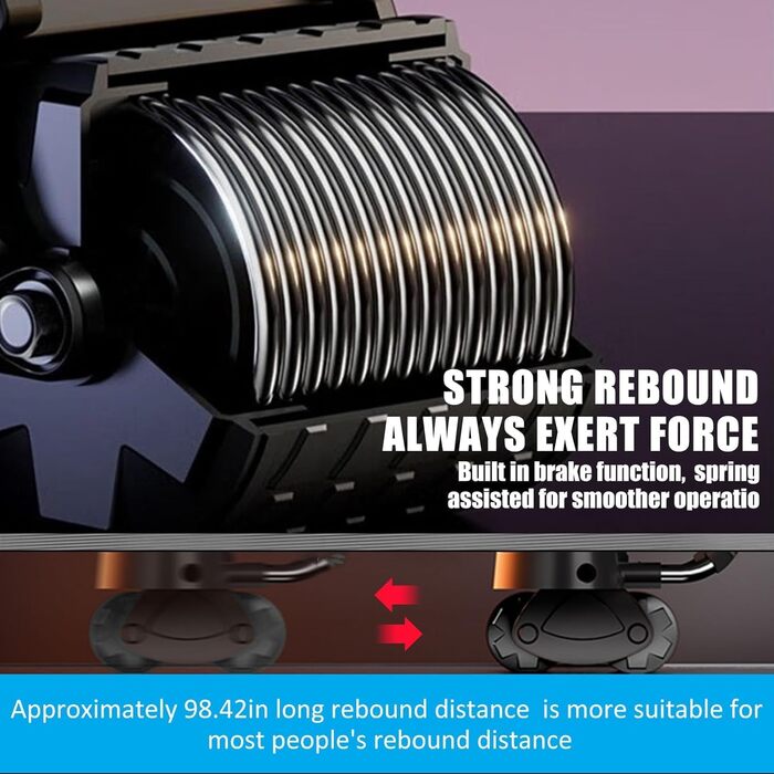 Ролер для пресу Ab Roller з підтримкою ліктів, тренажер для пресу з автоматичним відскоком, ролер для пресу з килимком для колін для чоловіків та жінок, тренування пресу на подвійних колесах, стабільний, чорний