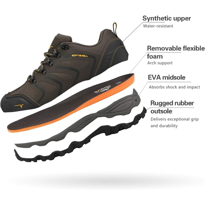 Чоловічі водонепроникні трекінгові черевики NORTIV - водонепроникні, легкі, для хайкінгу, кемпінгу, трекінгу, 45 EU, коричневі, чорні, світло-коричневі