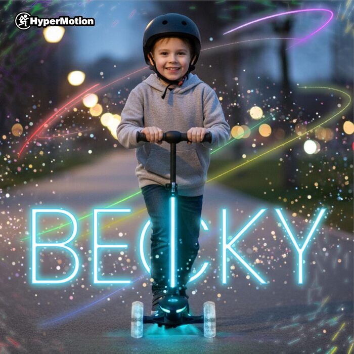 Самокат дитячий HyperMotion Willy складаний, регульований кермо, гумові колеса, до 40 кг, чорний