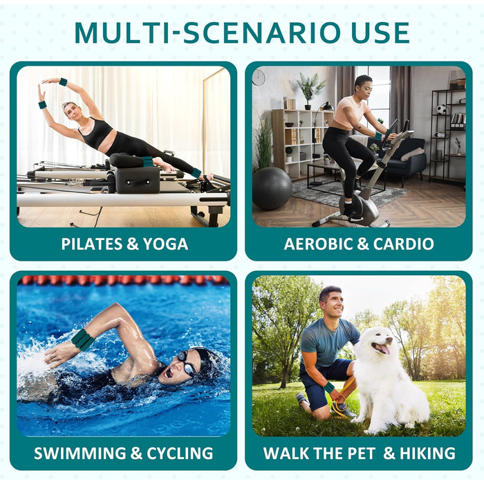 Регульовані вантажні манжети на зап'ястя та кісточки, комплект 2 шт (по 0,5 кг), преміум-силіконові браслети, підходять для йоги, пілатесу, домашнього фітнесу, танців, плавання, бігу, кардіо, силових тренувань, зелені