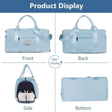 Спортивна сумка Flintronic для подорожей, валіза-мішок з відділенням для взуття та мокрих речей, водонепроникна сумка для ночівлі та багажу, чорна (#2 синя)