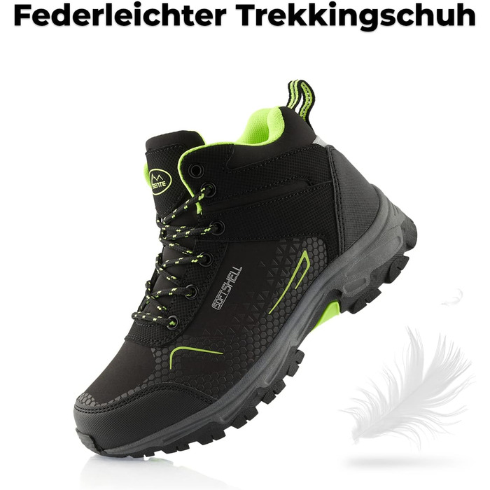 Черевики для піших прогулянок для жінок та чоловіків, зимові, водонепроникні, чорно-зелені (37 EU)