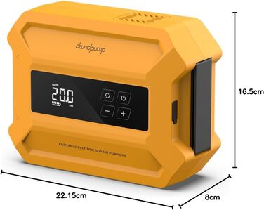 Електричний насос для SUP-дошки dwndpump 20 PSI: інтелектуальний двоступеневий компресор для надування та здування, портативний акумуляторний насос для сапбордів, човнів та кемпінгових наметів, помаранчевий