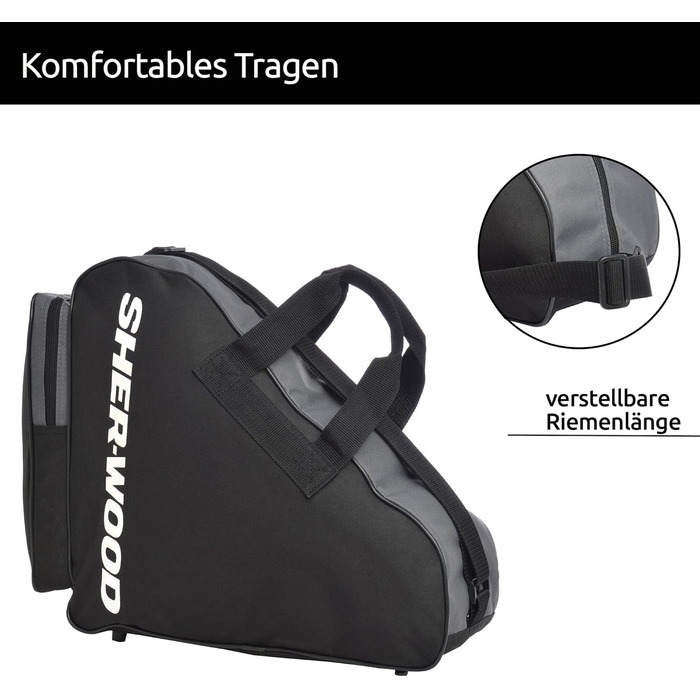 Сумка для ковзанів Sherwood: для ковзанів, роликів та хокею. Чорна сумка для дорослих та дітей
