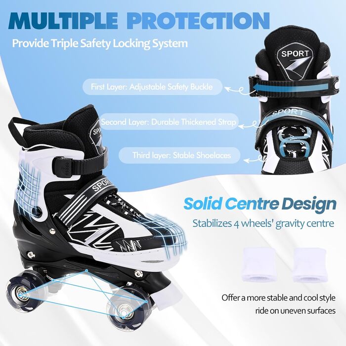 Роликові ковзани для дітей LOKJIJI: регульовані, фіолетові та білі, для початківців