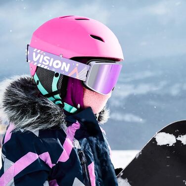 EXP VISION Лижна маска з антифогом, набір для батьків і дітей, 100% UV захист, OTG сноуборд-окуляри для чоловіків, жінок, підлітків і дітей, бузкова