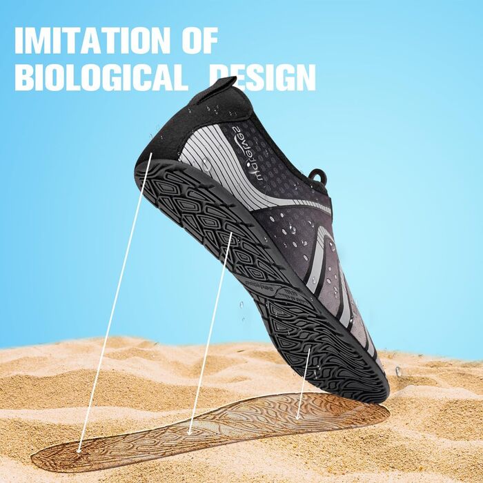 Чоботи для плавання WateLves: чоловічі та жіночі, дихаючі, швидковисихаючі, унісекс, 40/41 EU, сірий колір