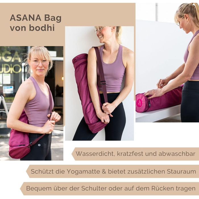 Сумка для йоги Bodhi ASANA 60 см, водовідштовхувальна спортивна сумка з зовнішніми кишенями, поліестер, для килимків і аксесуарів, шиферно-сіра
