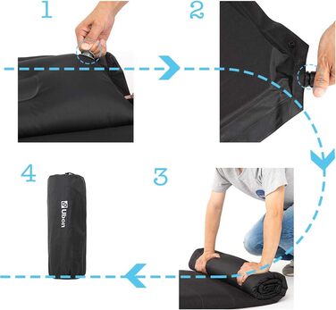 Надувна ізольована спальна матрац Ubon для 2 осіб, 3.6 см, чорний