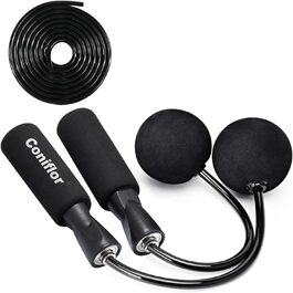 Стрибкова скакалка Coniflor 2-в-1 для жінок, чоловіків та дітей - без перекручування, з підшипниками та зручними ручками для швидких фітнес-тренувань, чорна