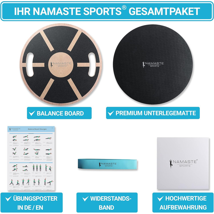 Баланс борд NAMASTE Sports® – антиковзкий тренажер для рівноваги, універсальний для дорослих, підлітків і дітей, для всього тіла