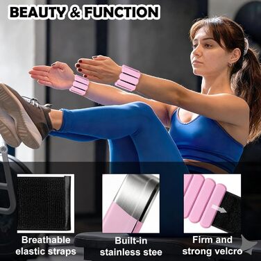 Набір вантажів для зап'ястя та рук Zorplex 2 шт. (по 0.45 кг) – для фітнесу, йоги, пілатесу, танців, кардіо та аеробіки