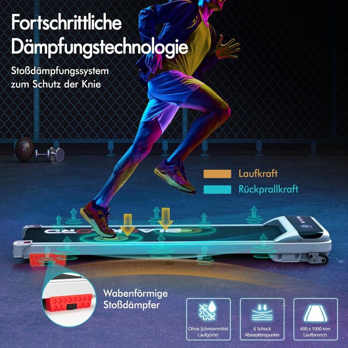 Електричний біговий тренажер BLACK LORD з нахилом 9%, 3.2 PS, 4-в-1 для дому та офісу, 12 програм, динамік, 140 кг, білий