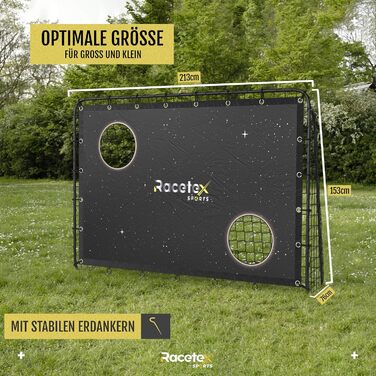 Футбол ворота Racetex Galaxy дитячі та дорослі з антикорозійним покриттям та анкерами для кріплення
