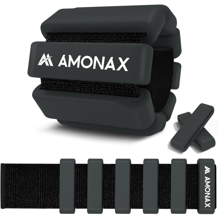 Обтяжувачі на щиколотки Amonax 2x1 кг, для фітнесу, йоги, пілатесу, танців, універсальні для рук і ніг, чорні