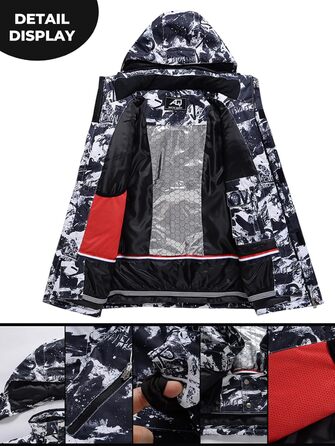 Сніговий костюм чоловічий HOUZONIY, теплий, вітронепроникний, 2-частинний, розмір L, чорний