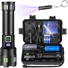 PEAKRO LED ліхтарик на акумуляторі, 5000mAh, USB-C, 5 режимів, тактичний, Zoom, IPX7, водонепроникний, для активного відпочинку та надзвичайних ситуацій