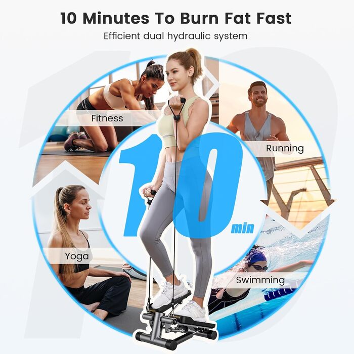 Міні-степер Sportsroyals Up-Down-Twister для дому з мотузками та LCD-дисплеєм, до 150 кг