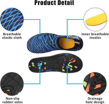 Водні черевики для жінок та чоловіків Tolaler: товсті, неслизькі, швидковисихаючі, міцні та довговічні для пляжу, подорожей та плавання (39 EU, B 03)