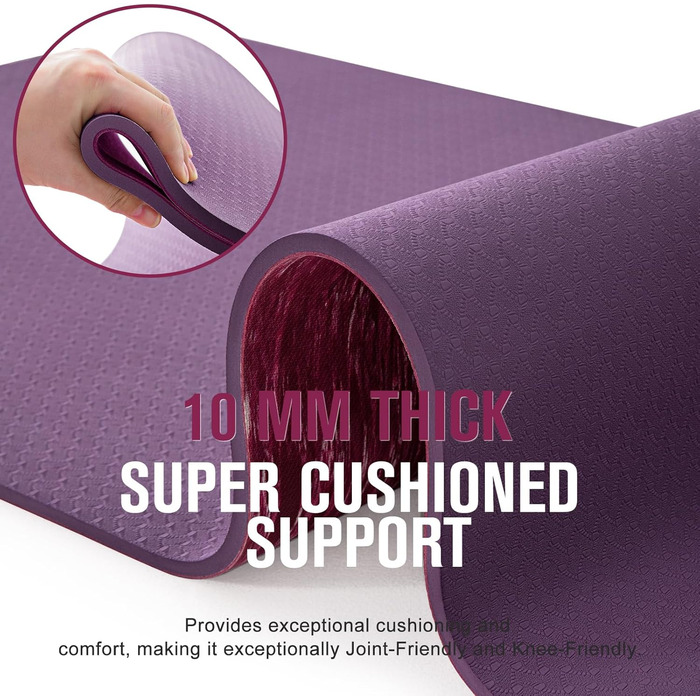 Килимок для йоги Marjar з неслизьким покриттям, фітнес-килимок для занять спортом, 183 x 61 x 0.6-1 см, фіолетовий