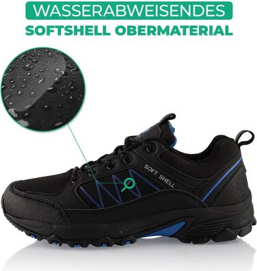 Черевики для трекінгу та трейлраннінгу Softshell для жінок та чоловіків. Розмір 42 EU, чорно-синій колір