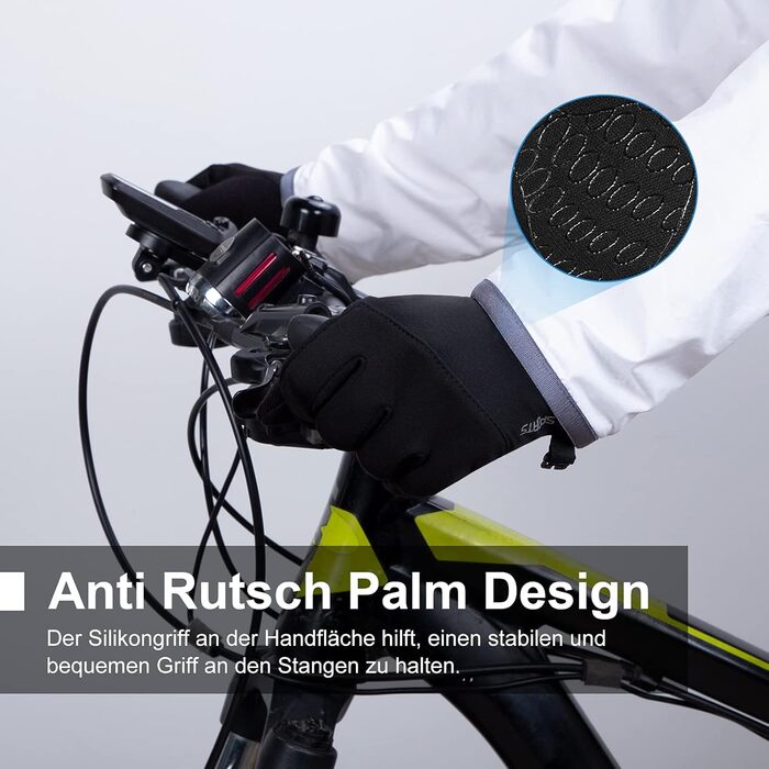 Велосипедні рукавички Anqier для чоловіків та жінок, зимові, з підтримкою сенсорного екрану, неслизькі, теплі, вітронепроникні для їзди на велосипеді, бігу, катання на лижах та водіння автомобіля