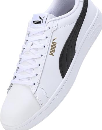 Чоловічі шкіряні кросівки Puma Smash 3.0 L чорні (White Black Gold), 37 EU
