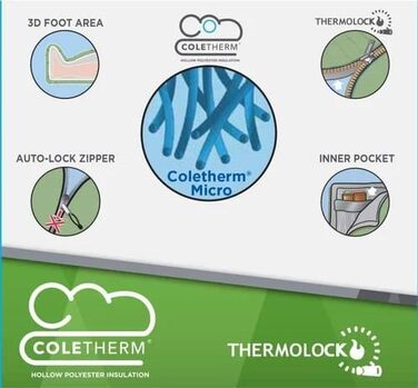Сплячий мішок Coleman Biker, сірий/зелений, 220 x 80/55 см, для кемпінгу та подорожей