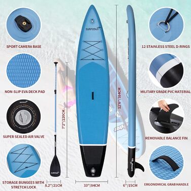 Надувна SUP-дошка Surfstar зі стійкою конструкцією, камеротримачем, повним комплектом аксесуарів для веслування стоячи
