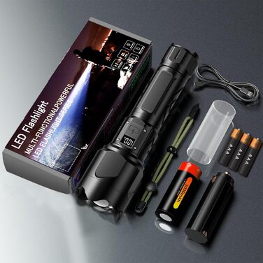 Ліхтар LED KZK 500000 Люмен, надпотужний, з функцією зуму, COB 360° світло, IP67, 7 режимів, для кемпінгу, риболовлі, надзвичайних ситуацій та активного відпочинку на природі