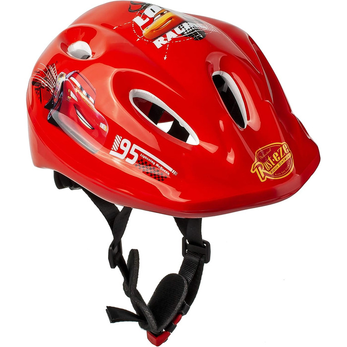 Дитячий велосипедний шолом Cars Lightning McQueen, розмір 52-56 см, регульований, TÜV сертифікат, для дітей 3-15 років, з можливістю персоналізації імені, alles-meine.de GmbH