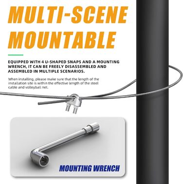 Професійний волейбольний комплект Weiss: сітка 32x3.3FT з двома сталевими тросами та бічними стійками для двору, школи, майданчика