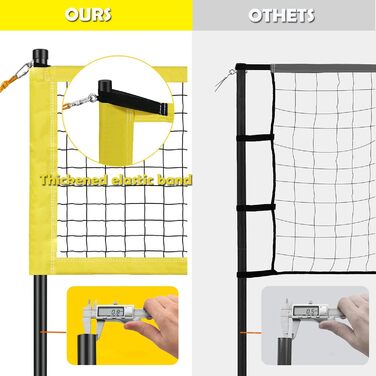 Волейбольний набір Yoving 9,5м x 1м: повний комплект для гри в залі та на пляжі | Регульована висота, сталеві стовпи, лінійки, м'яч, сумка | Професійний волейбольний набір