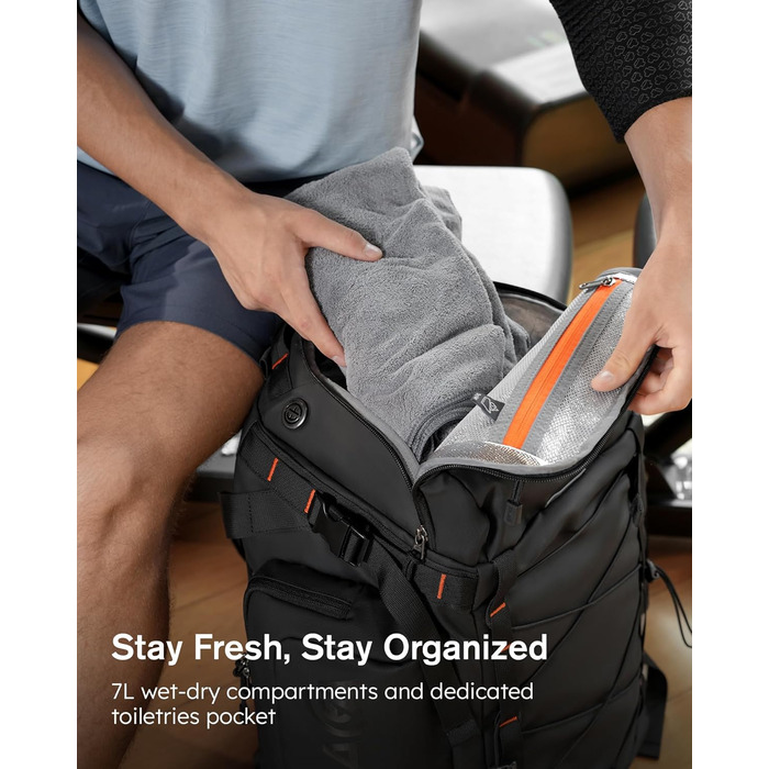 Спортивна сумка-рюкзак Tolaccea 40L з відділеннями для взуття, мокрого одягу та ноутбука 15.6