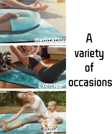 Килимок для йоги LaiEr, неслизький, екологічний, з ручкою для перенесення, товщина 6 мм, 183 x 61 см, для йоги, пілатесу та фітнесу (Water)